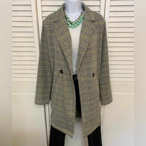 Melloday Plaid Topper Duster Jacket Size Large Lightweight - Picture 3 of 13